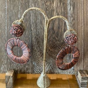 Handcrafted Brown and Black Hoop Earrings